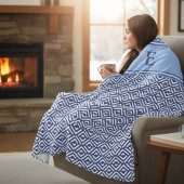 Navy Geometric Chevron Monogram Design Fleecedecke