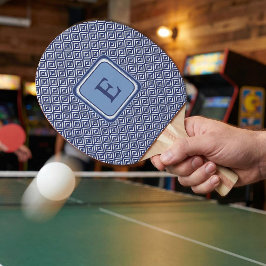 Navy Geometric Chevron Monogram Design Tischtennis Schläger