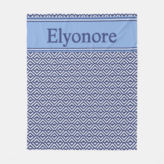Navy Geometric Chevron Name Design Fleecedecke (Vorderseite)