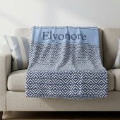 Navy Geometric Chevron Name Design Fleecedecke