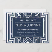 Navy Geometric speichert die Datumskarten Save The Date (Vorderseite)