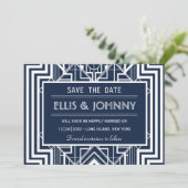 Navy Geometric speichert die Datumskarten Save The Date (Stehend Vorderseite)