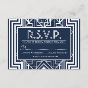 Navy-Geometrie-RSVP-Karten RSVP Karte