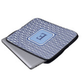 Navy-Geometrisches-Chevron-Monogramm-Design Laptopschutzhülle (Vorne Knopf)