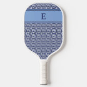 Navy-Geometrisches Chevron-Monogramm-Design Pickleball Schläger (Vorderseite)