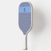 Navy-Geometrisches Chevron-Monogramm-Design Pickleball Schläger (Links)