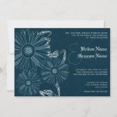 Navy Gerber Daisy Wedding Invite Einladung (Vorderseite)