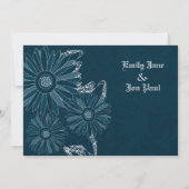 Navy Gerber Daisy Wedding Invite Einladung (Rückseite)