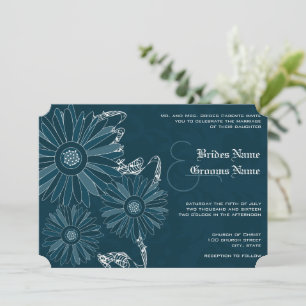 Navy Gerber Daisy Wedding Invite Einladung