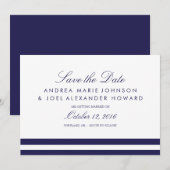 Navy-gestreifte Hochzeit Save the Date (Vorne/Hinten)