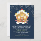 Navy Gingerbread House Decoration Party Einladung (Vorderseite)