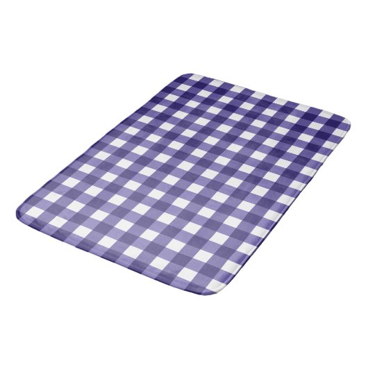 Navy Gingham Badematte (Schrägansicht)