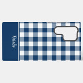 Navy Gingham Check MagSafe Tough Samsung Galaxy Hülle (Rückseite (Horizontal))