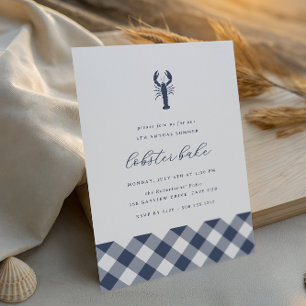 Navy Gingham   Classic Summer Hummer Bake Party Einladung