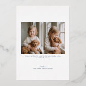 Navy Gingham Foto Folien Feiertagskarte (Rückseite)