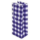 Navy Gingham Geschenktüte Für Weinflaschen (Rückseite Schrägansicht)
