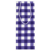 Navy Gingham Geschenktüte Für Weinflaschen (Rückseite)