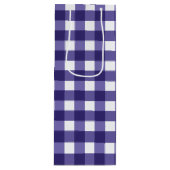Navy Gingham Geschenktüte Für Weinflaschen (Vorderseite)