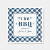 Navy Gingham I Do BBQ Hochzeit Serviette (Vorderseite)