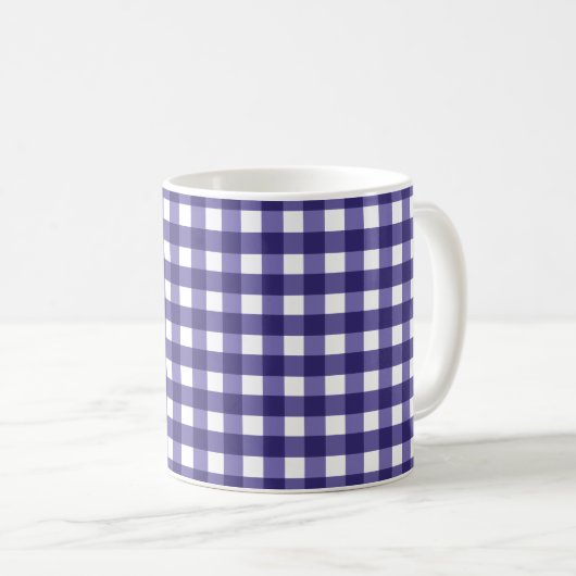 Navy Gingham Kaffeetasse (VorderseiteRechts)