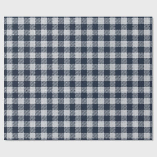 Navy Gingham Kariert Holiday Geschenkpapier (Flach)