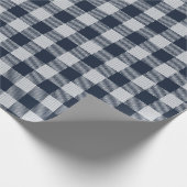 Navy Gingham Kariert Holiday Geschenkpapier (Ecke)