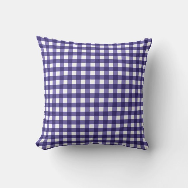 Navy Gingham Kissen (Vorderseite)