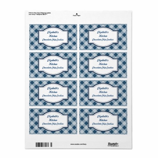 Navy Gingham Kitchen Labels (Vorne)
