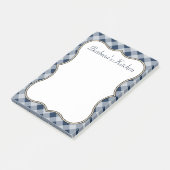 Navy Gingham Kitchen Notepad Post-it Klebezettel (angewinkelt)