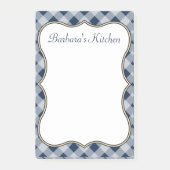 Navy Gingham Kitchen Notepad Post-it Klebezettel (Vorderseite)