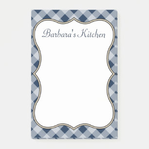 Navy Gingham Kitchen Notepad Post-it Klebezettel