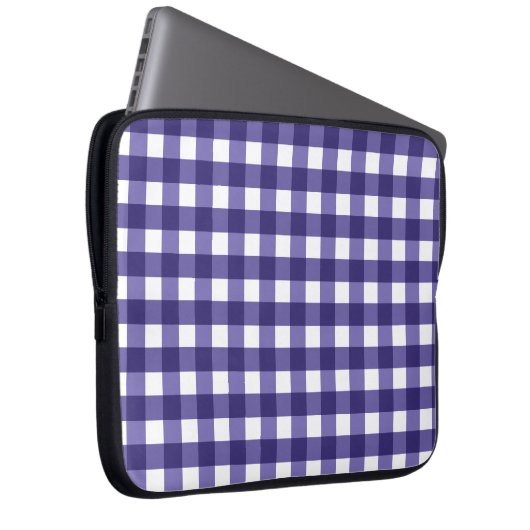Navy Gingham Laptopschutzhülle (Vorne Rechts)