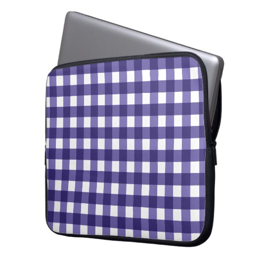Navy Gingham Laptopschutzhülle (Vorderseite Links)
