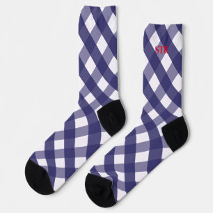 Navy Gingham Mit Monogramm Pattern Socks Socken