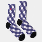Navy Gingham Mit Monogramm Pattern Socks Socken (Rechts)