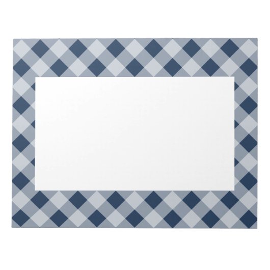 Navy Gingham Notepad Notizblock (Vorderseite)