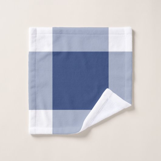 Navy Gingham Pattern Badhandtuch Set (Waschlappen)