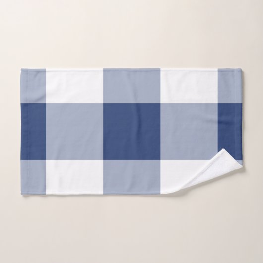 Navy Gingham Pattern Badhandtuch Set (Handtuch)
