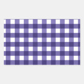 Navy Gingham Rechteckiger Aufkleber (Vorderseite)