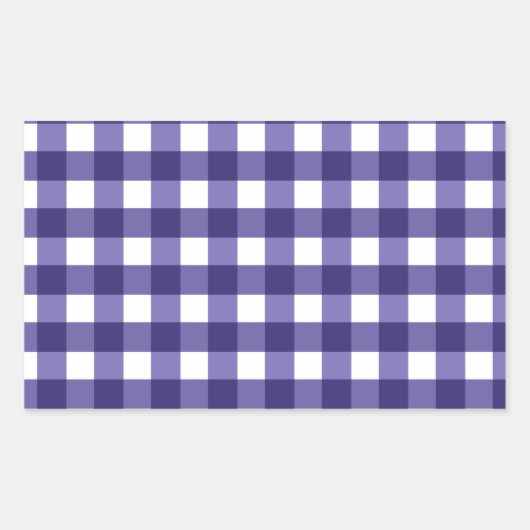 Navy Gingham Rechteckiger Aufkleber (Vorderseite)
