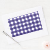 Navy Gingham Rechteckiger Aufkleber (Umschlag)