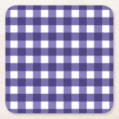 Navy Gingham Rechteckiger Pappuntersetzer (Vorderseite)
