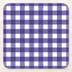 Navy Gingham Rechteckiger Pappuntersetzer