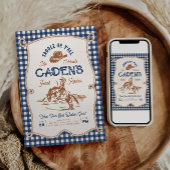 Navy Gingham Rope Rodeo Invitation Einladung