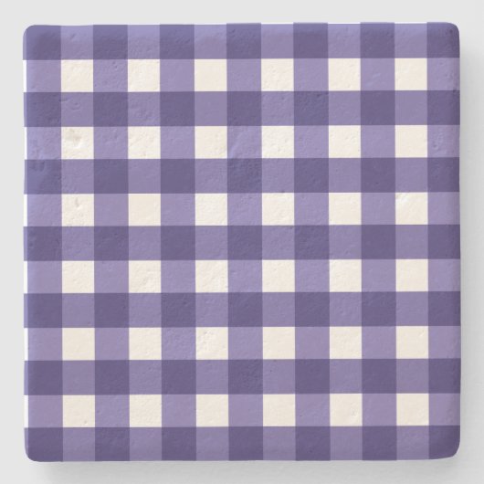 Navy Gingham Steinuntersetzer (Vorderseite)