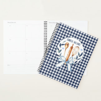 Navy Gingham Utensilien Kochen Bäckerei Planer