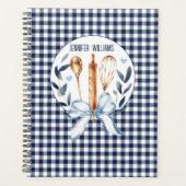 Navy Gingham Utensilien Kochen Bäckerei Planer (Vorderseite)