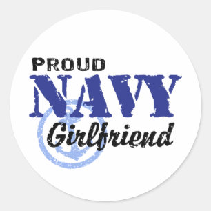 Navy Girlfriend Runder Aufkleber