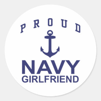 Navy Girlfriend Runder Aufkleber
