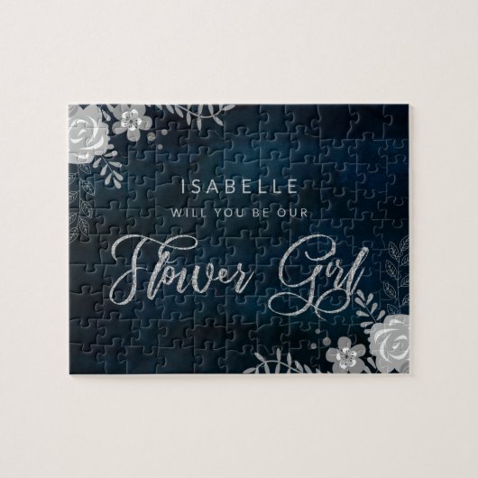 Navy Glanz Silver ist unser Blumenmädchen Vorschla Puzzle (Horizontal)